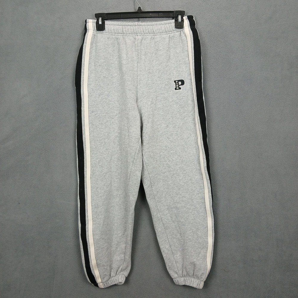 Pink Victoria's Secret Sweatpants Womens Small Heather Light Gray Fleece Lined‎